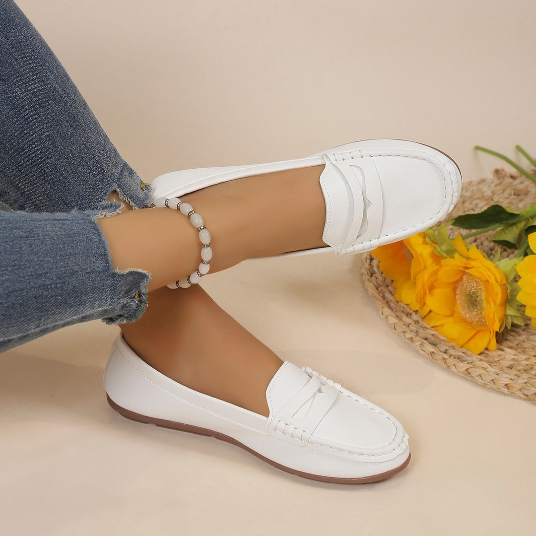 Damen Freizeit Leder Slipper mit dekorativem Bogen Drune