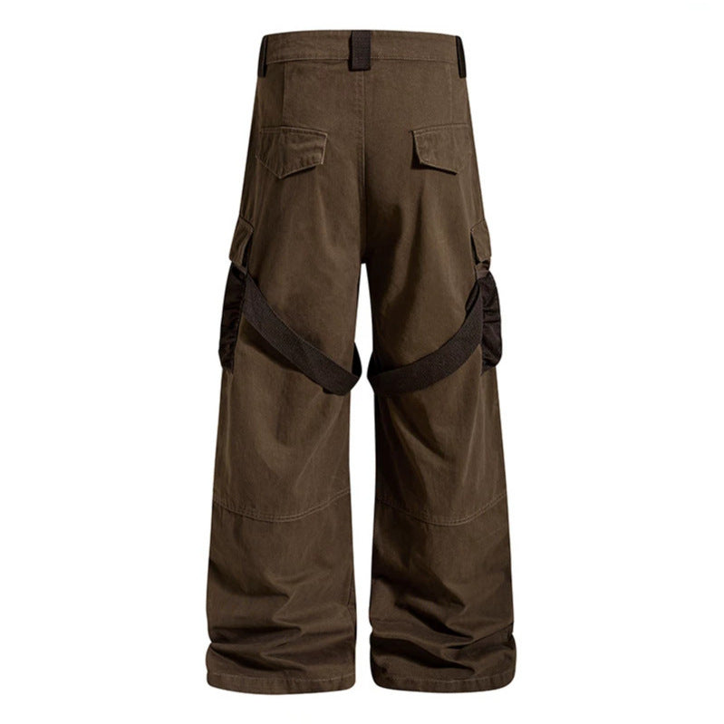Damen Weite Cargo‑Palazzo‑Hose mit Utility‑Taschen und Mesh‑Einsätzen Drune