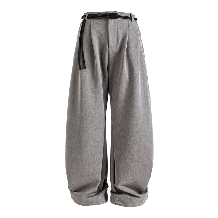 Damen Weite hochtaillierte Jeanshose mit Bundfalten, Kordelgürtel und Culotte-Schnitt Drune