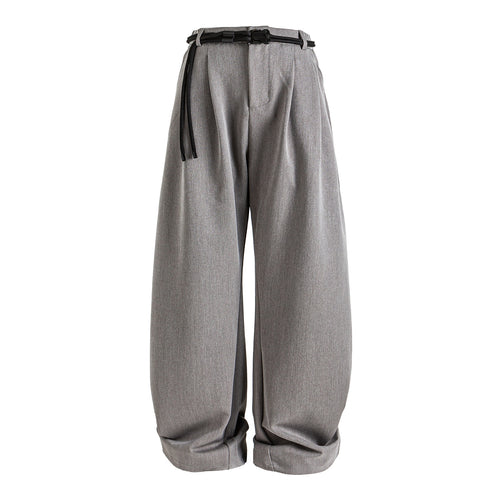 Damen Weite hochtaillierte Jeanshose mit Bundfalten, Kordelgürtel und Culotte-Schnitt Drune