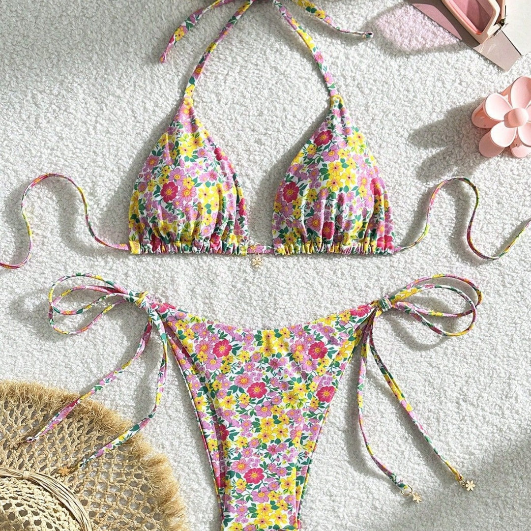 Damen Triangel-Bikini mit verspieltem Blumendesign Drune