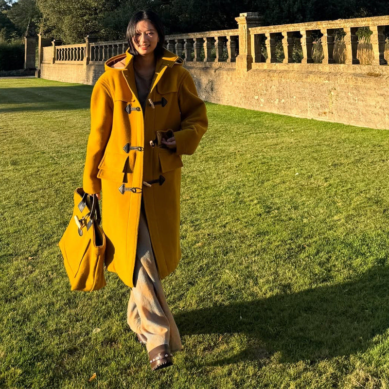 Damen Hochwertige Dufflecoat mit Kapuze und modernen Details Drune