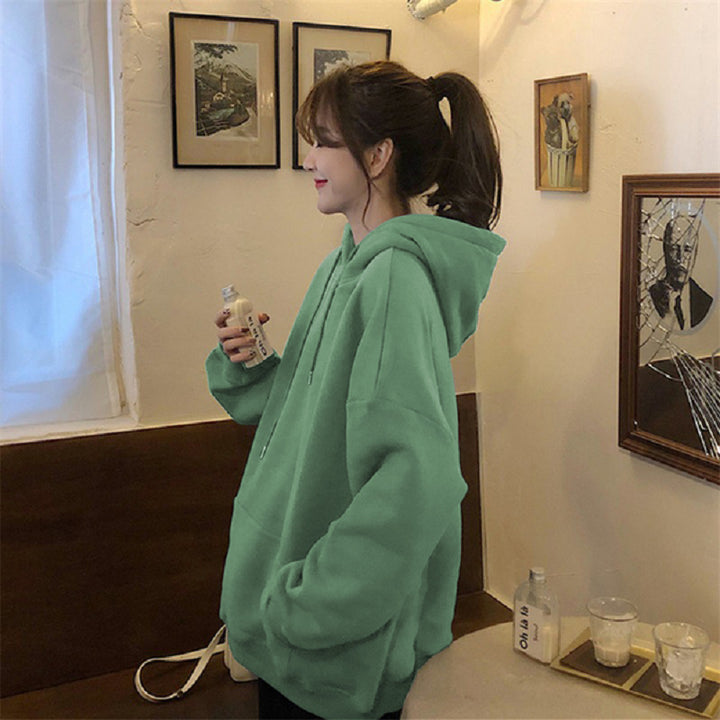 Damen kuscheliger Oversized-Hoodie mit hohem Kragen und praktischen Kängurutaschen Drune