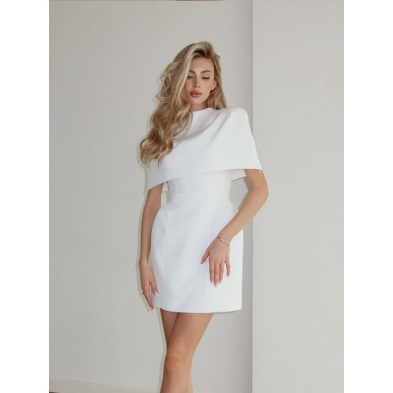 Damen Cape-Minikleid mit Stehkragen und taillierter Korsage Drune