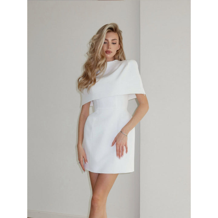 Damen Cape-Minikleid mit Stehkragen und taillierter Korsage Drune
