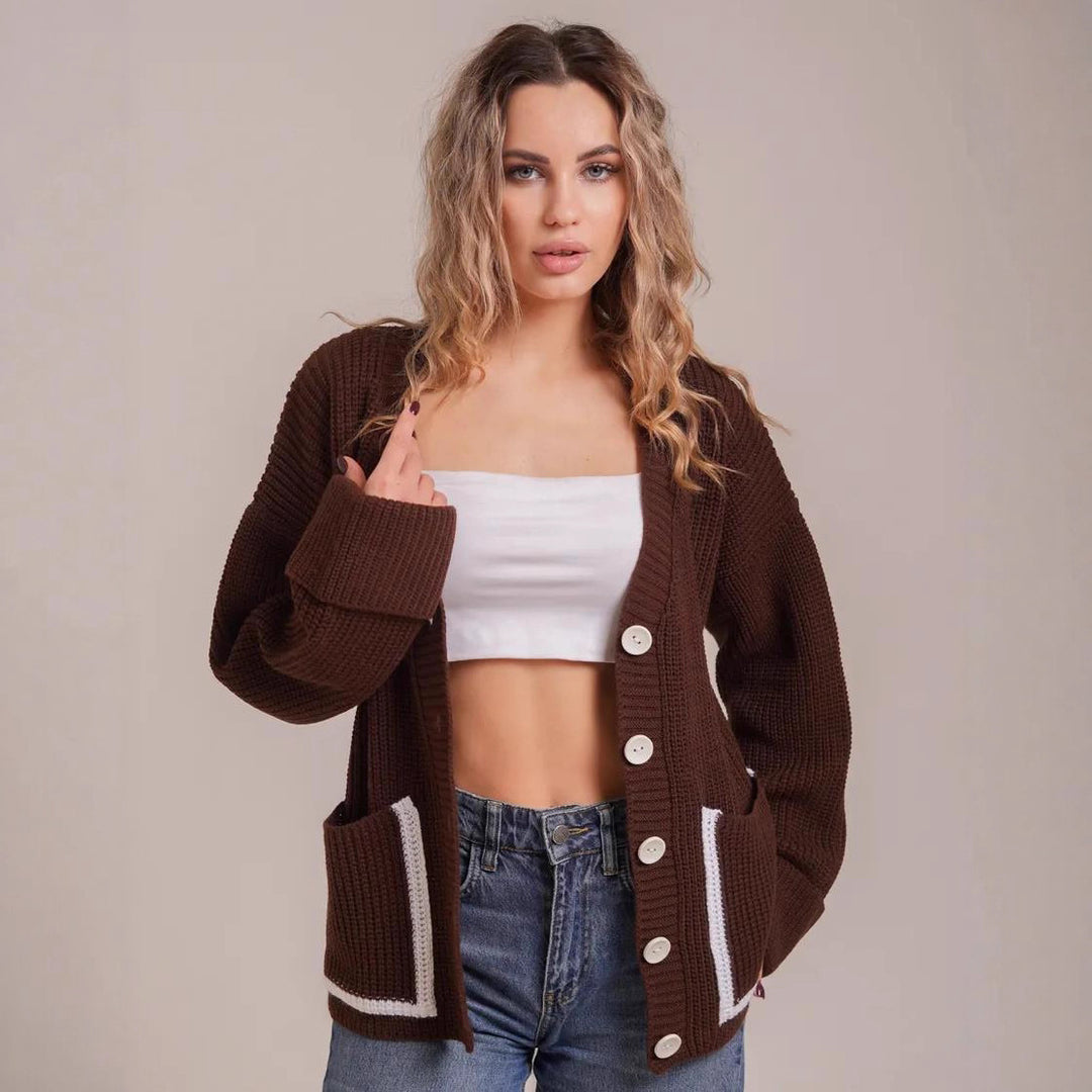 Damen Grobstrick-Cardigan mit praktischen Taschen und modernen Knöpfen Drune