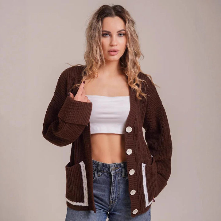Damen Grobstrick-Cardigan mit praktischen Taschen und modernen Knöpfen Drune