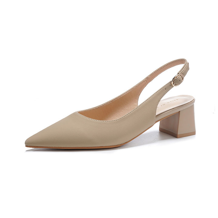 Damen Slingback Blockabsatz-Pumps mit elegantem Spitzenausschnitt-Design Drune
