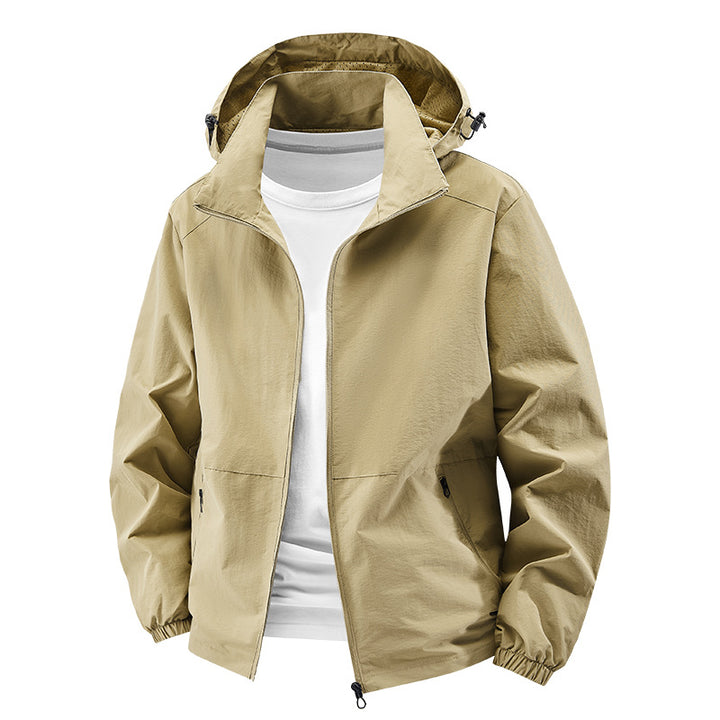 Herren nan packbare winddichte Softshell-Kapuzenjacke mit verstellbarer Kapuze Drune