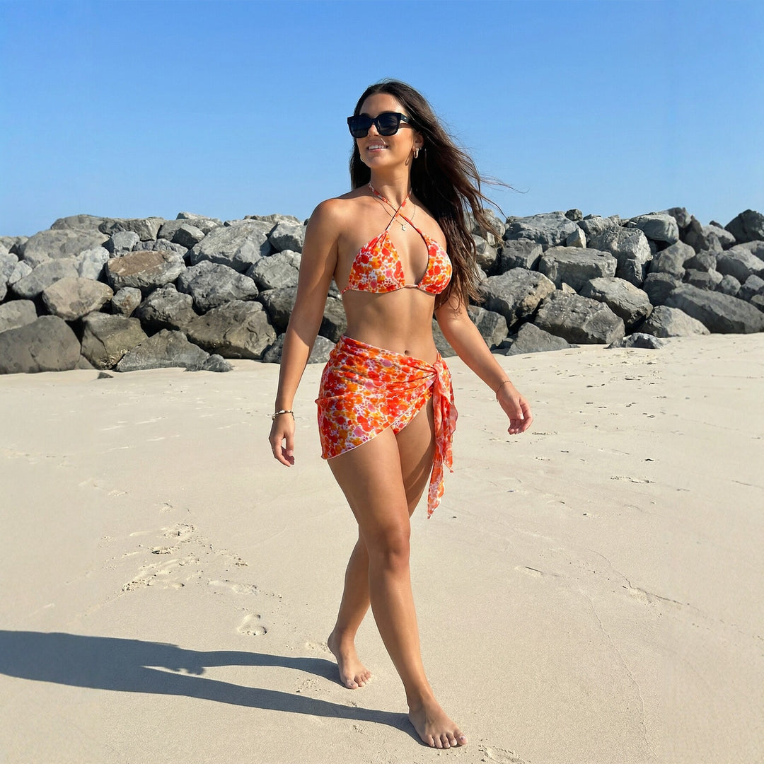 Damen Triangel-Bikini mit verspieltem Blumendesign Drune