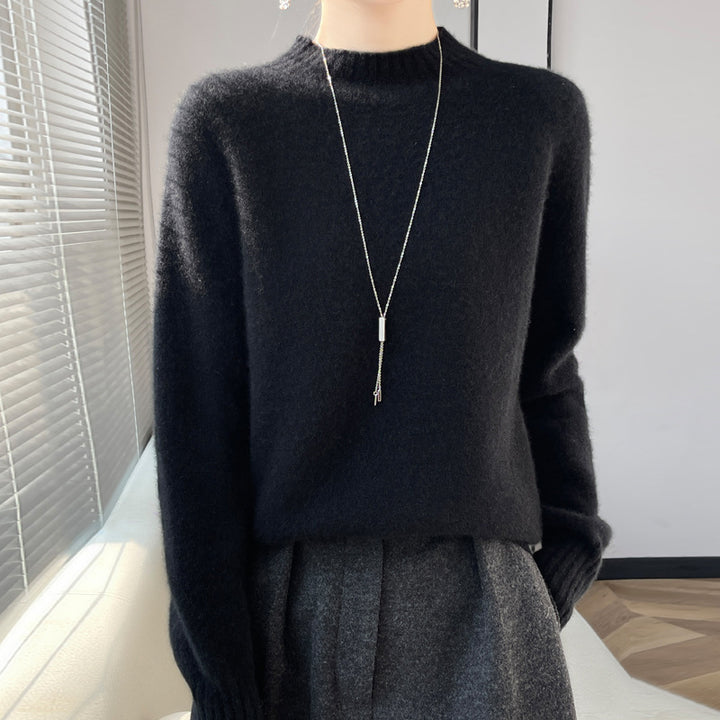 Damen Kurz-Mockneck-Pullover aus flauschigem Mohair-Mix mit kastiger Silhouette Drune