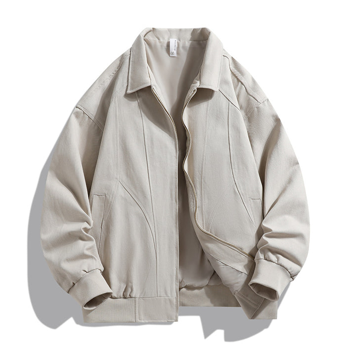 Men's  oversized collared zip-up lined utility bomber jacket with angled welt pockets Drune