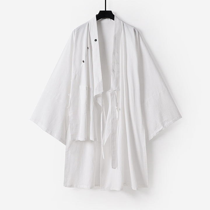 Unisex Oversize-Kimono-Mantel aus Baumwollmix mit weitem Schnitt und Bindegürtel Drune