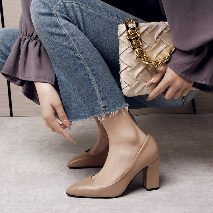 Damen elegante High Heels mit blockiertem Absatz Drune
