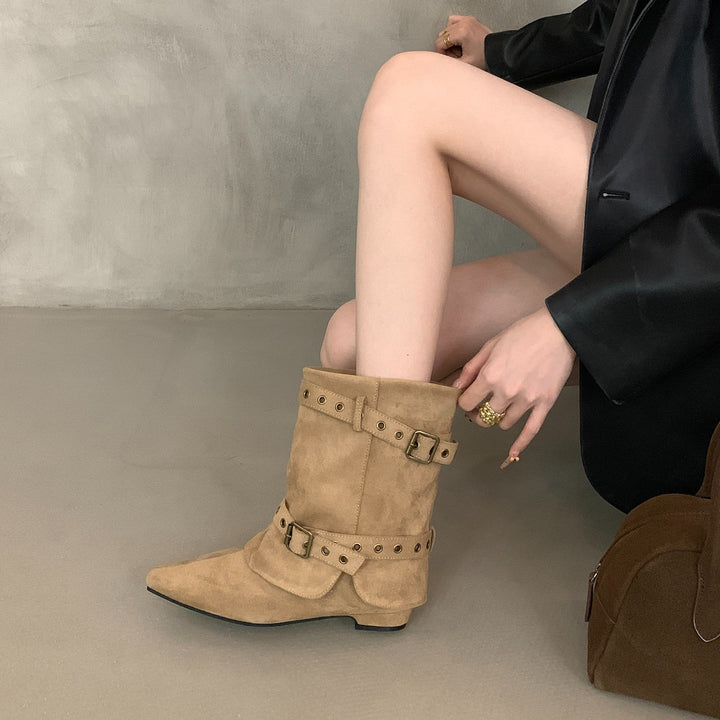 Damen Modische Ankle-Boots mit modischen Schnallen Drune