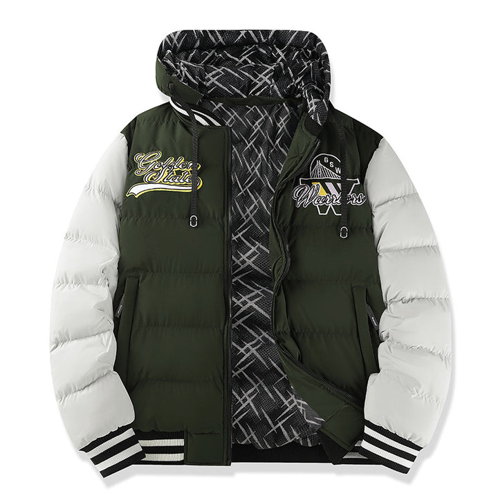 Herren Modische Steppjacke mit hohem Kragen und kontrastierenden Akzenten Drune
