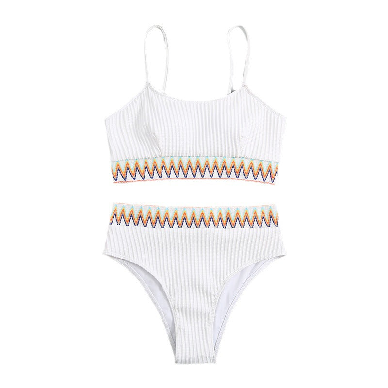 Damen Hoch geschnittener Bikini mit sportlichem Oberteil und kreativem Design Drune