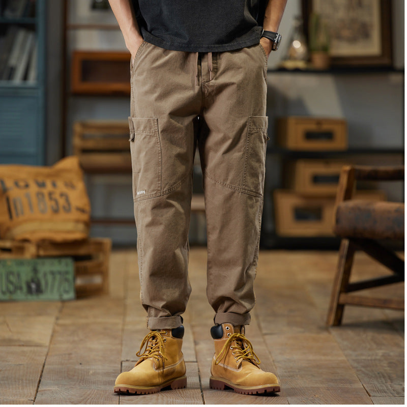Herren Baumwoll-Twill Joggerhose im Tapered-Schnitt mit Tunnelzug und gekrempeltem Saum Drune