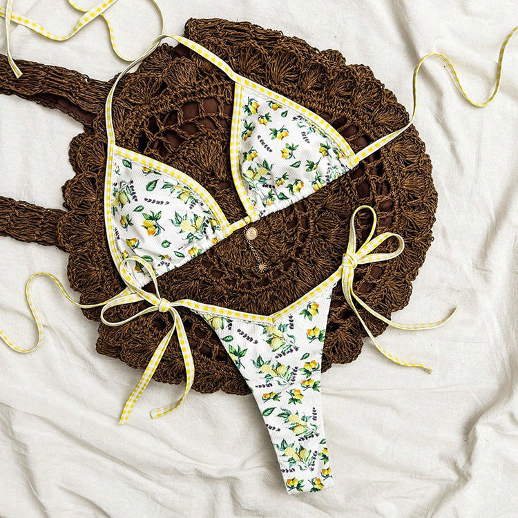 Damen Triangel-Bikini mit fruchtigem Motiv Drune