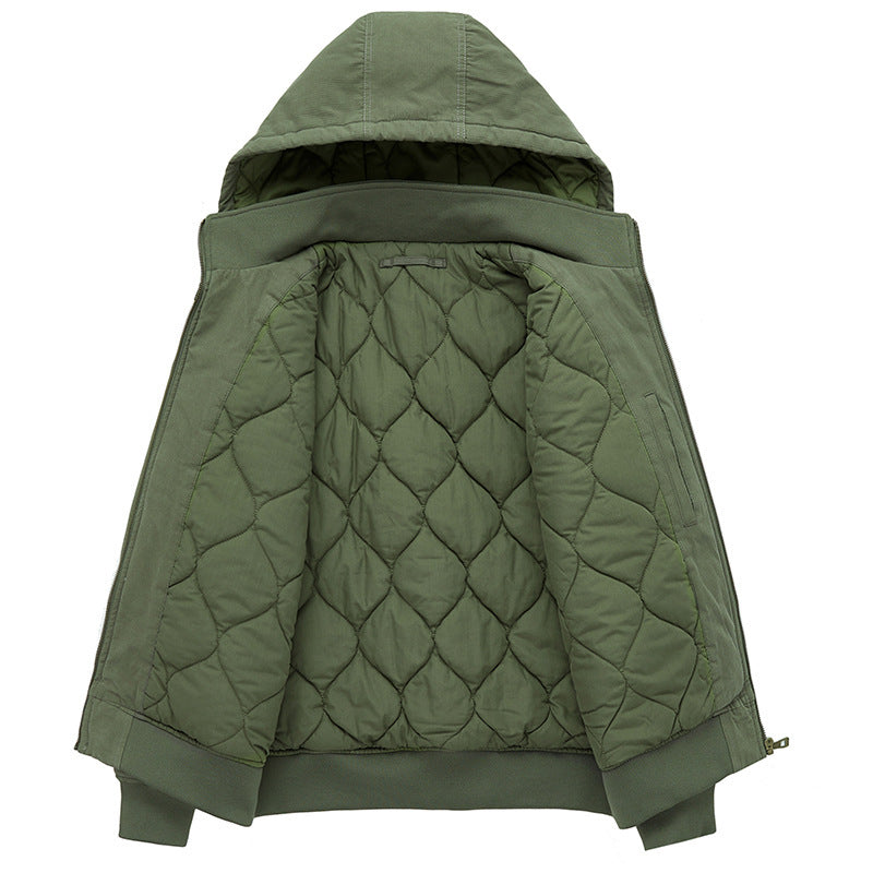 Herren multifunktionale Feldjacke im Bomberstil mit Kapuze und Ärmel-Tasche Drune