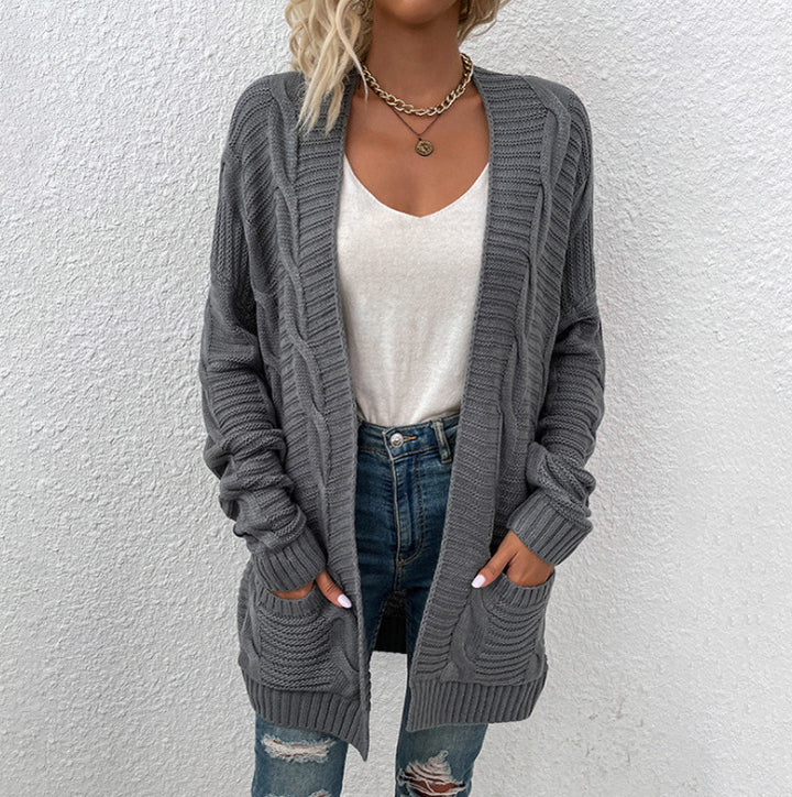 Damen Grobstrick Cardigan mit lässigem Design und praktischen Taschen Drune