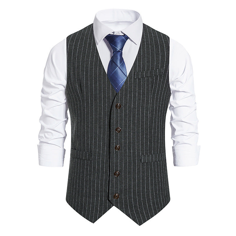 Herren elegante Anzugweste mit feinem Nadelstreifen und praktischen Taschen Drune