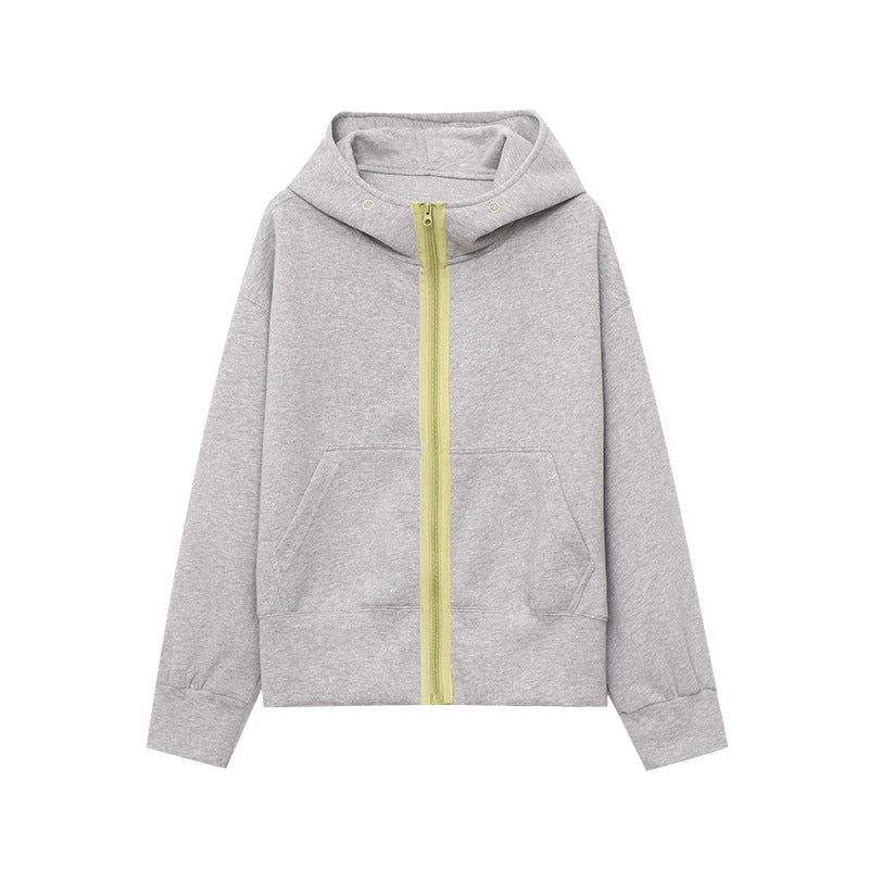 Damen lässige Kapuzenjacke mit kontrastierenden Reißverschluss und praktischen Taschen Drune
