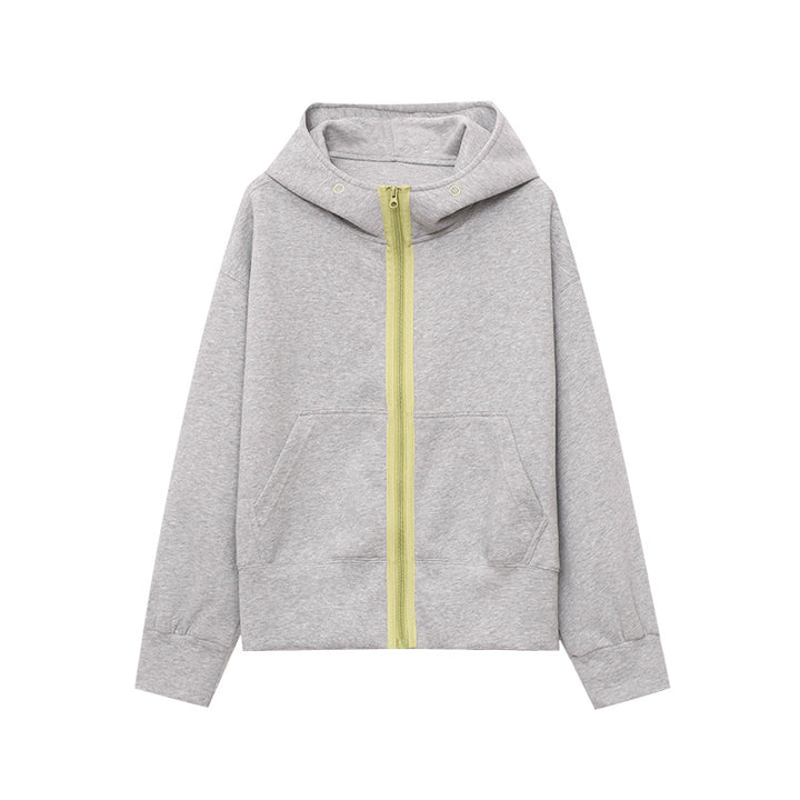 Damen lässige Kapuzenjacke mit kontrastierenden Reißverschluss und praktischen Taschen Drune