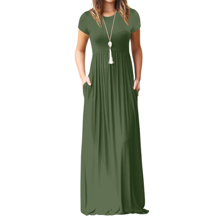 Damen Maxikleid mit tiefem Taillenbund und praktischen Taschen Drune