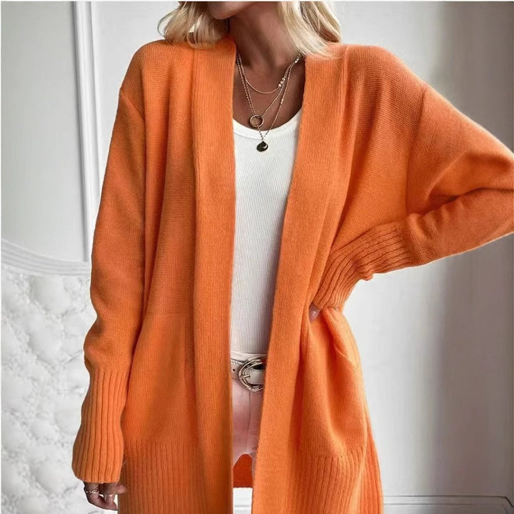 Damen lässige Strickjacke mit offenem Schnitt und Seitentaschen Drune