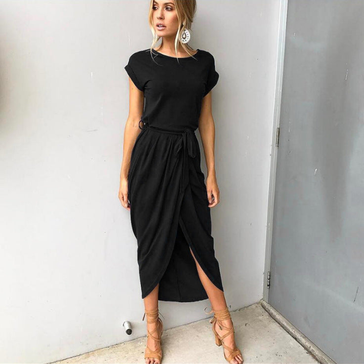 Damen Midikleid mit eleganter Wickeloptik und seitlichem Schlitz Drune