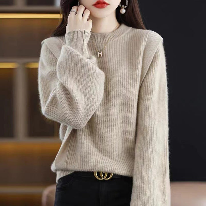 Damen Grobstrickpullover mit modernem Schnitt und Rundhalsausschnitt Drune