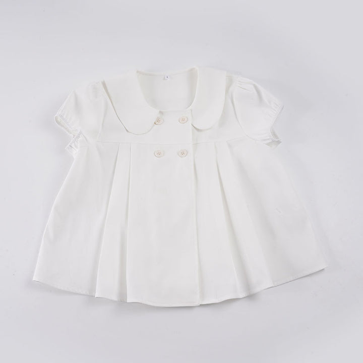 Damen Bluse mit raffinierter Knopfleiste und verspielten Puffärmeln Drune