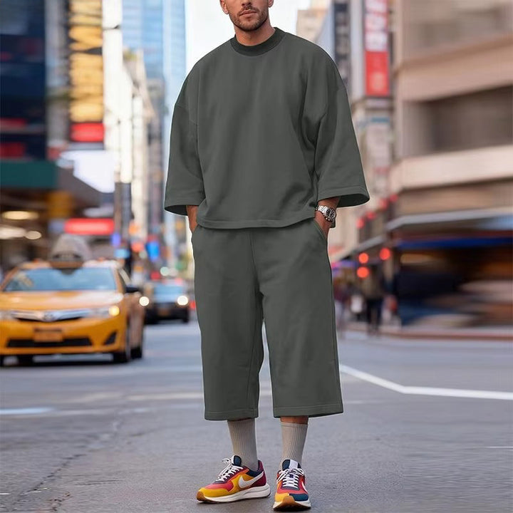 Damen Weiches Oversize-Lounge-Set mit weiten Fledermausärmeln und elastischer Bundhose Drune