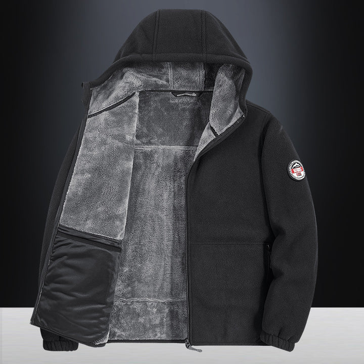 Herren Isolierte Fleece-Hoodiejacke mit Sherpa-Innenfutter und Zwei-Wege-Reißverschluss Drune