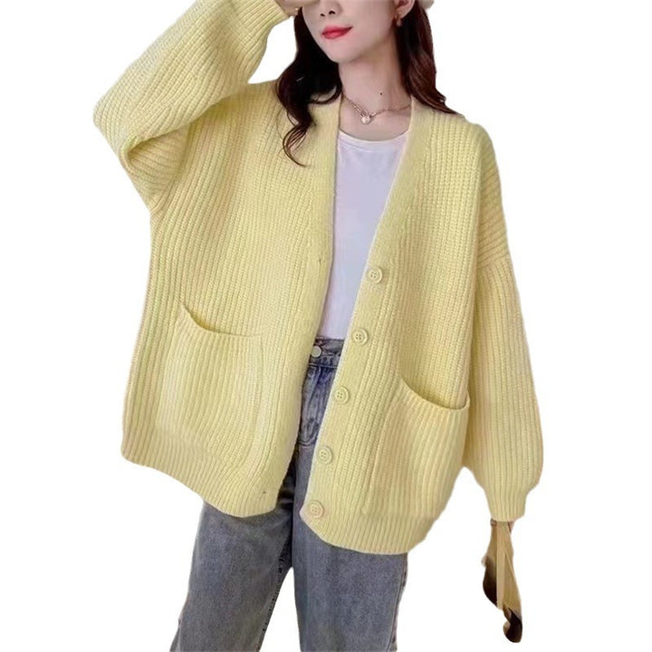 Damen Kuschelige Strickjacke mit tiefem V-Ausschnitt und praktischen Taschen Drune