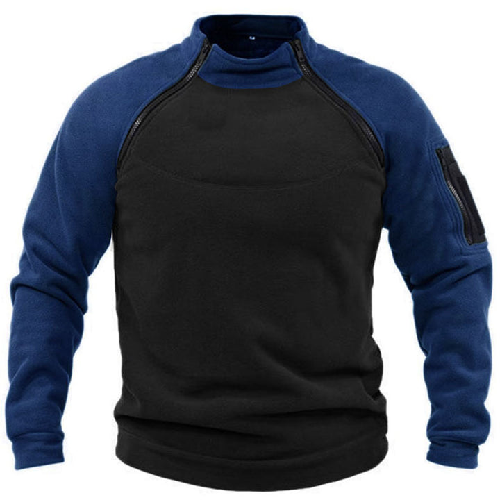 Herren Fleece-Pullover mit hohem Kragen und funktionalen Taschen Drune