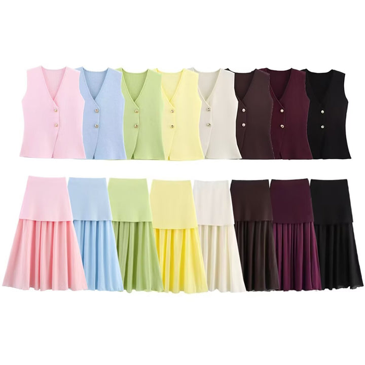 Damen Zweilagiger Chiffon-Maxirock mit glattem Hüftbesatz und A‑Linien‑Fall Drune