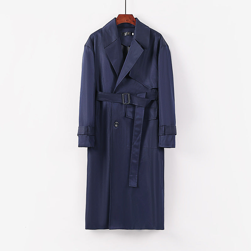 Damen Langer taillierter Trenchcoat mit Bindegürtel und weitem Schalkragen Drune