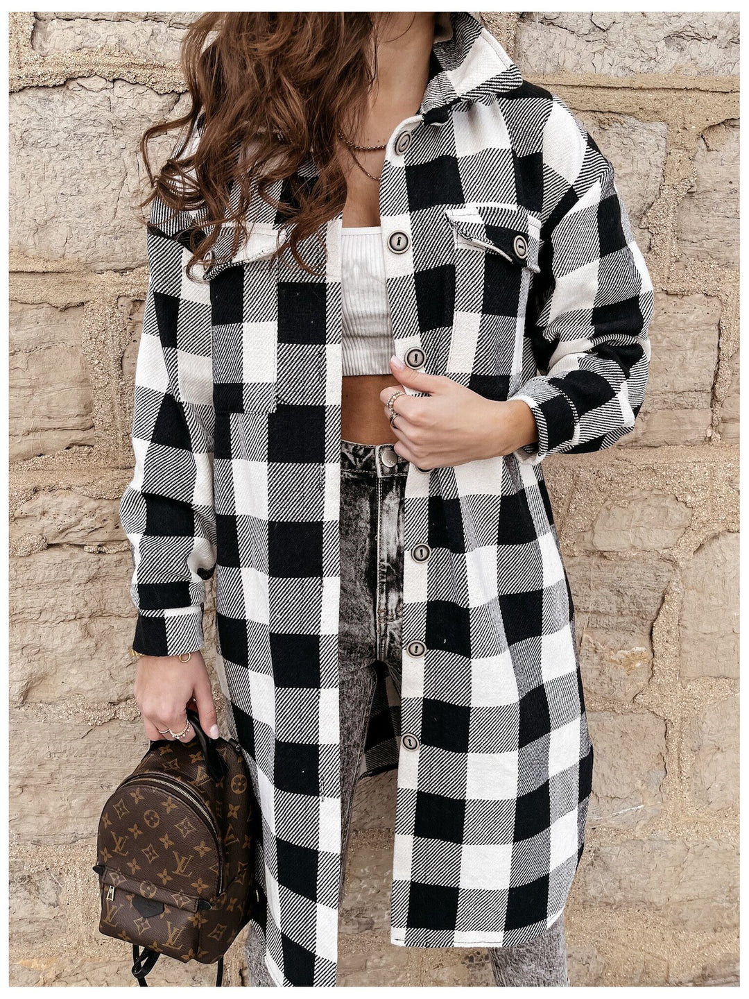 Damen Oversized Karohemdenjacke Drune