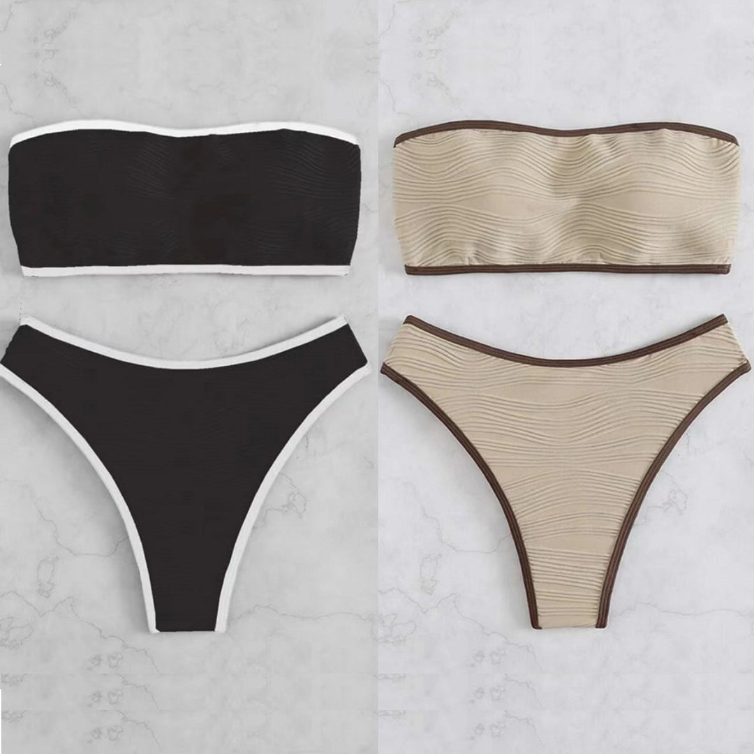 Damen Bandeau-Bikini-Set mit strukturiertem Design Drune