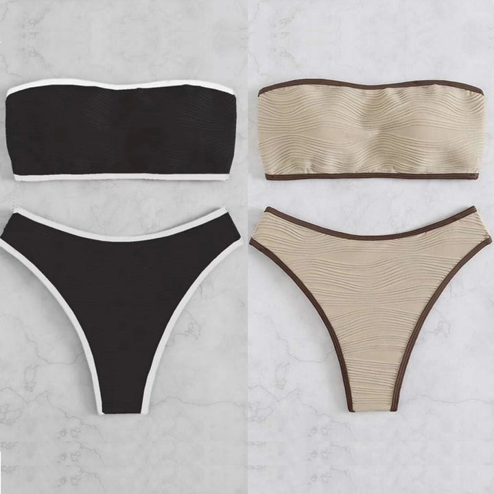 Damen Bandeau-Bikini-Set mit strukturiertem Design Drune