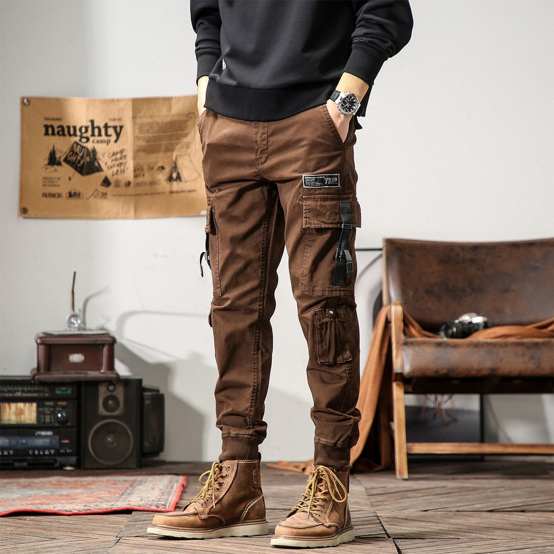 Herren Cargo-Jogginghose mit Multifunktions‑Taschen, verstellbaren Riemen & gerippten Bündchen Drune