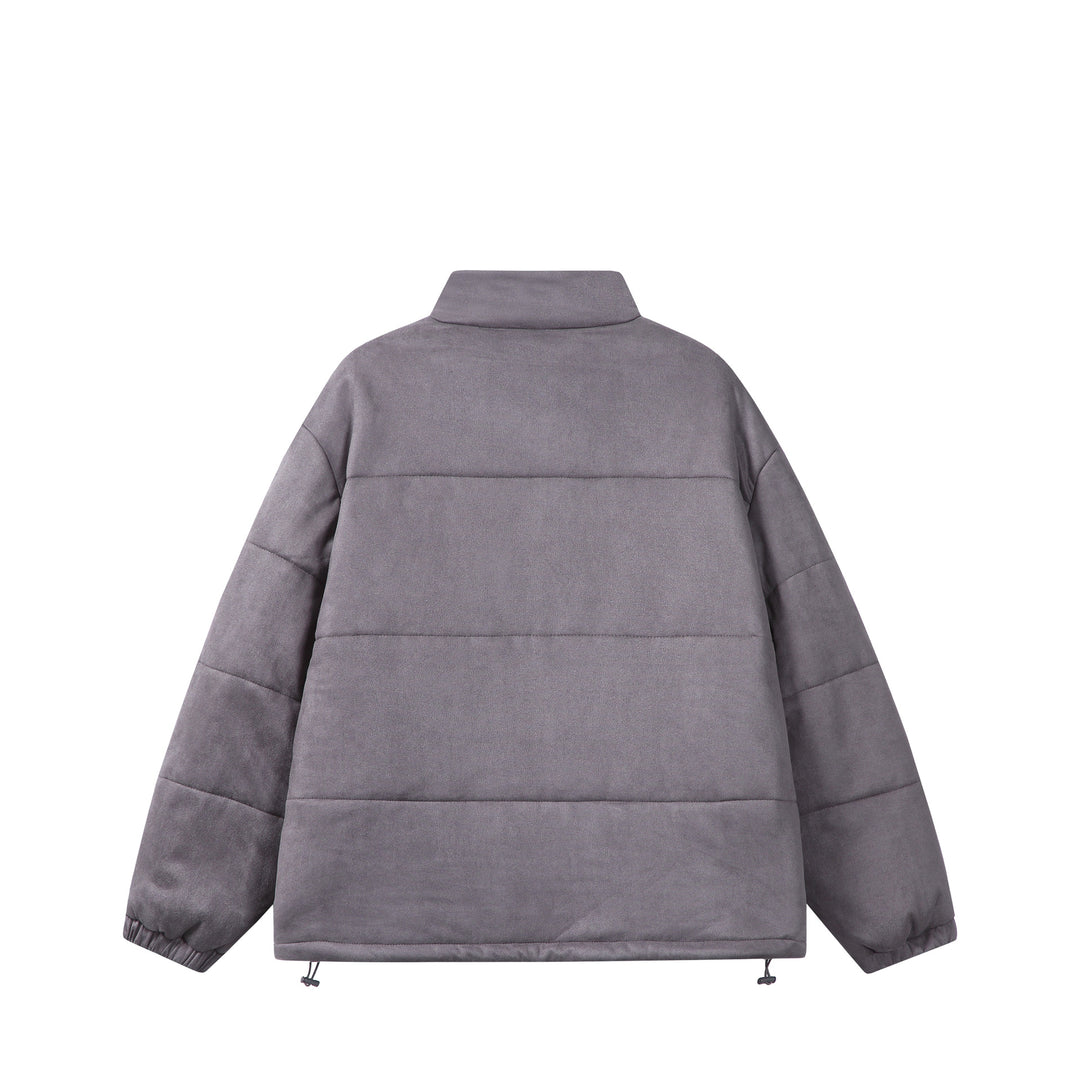 Unisex Boxy‑Steppjacke im Samtfinish mit hohem Funnelkragen und verstellbarem Saum Drune