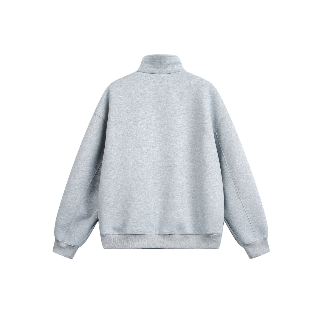 Damen Oversize Sweatshirt mit halbem Reißverschluss und Stehkragen Drune