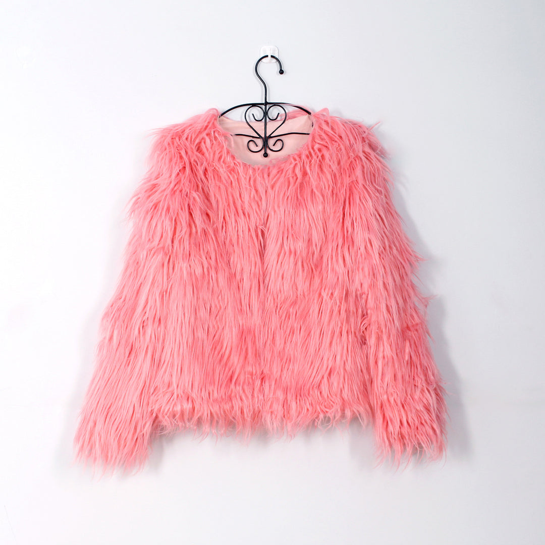 Damen Flauschige Kunstpelzjacke mit lässigem Schnitt Drune