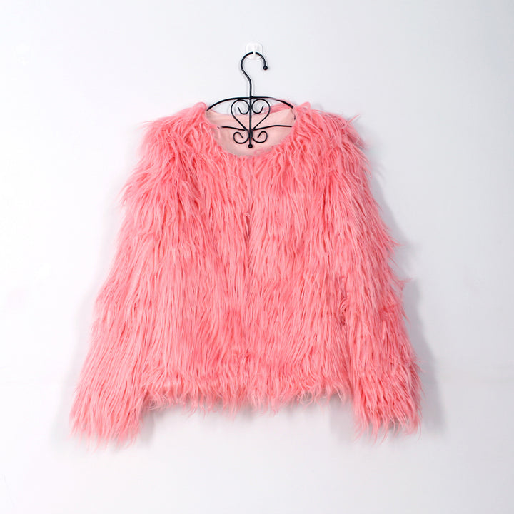 Damen Flauschige Kunstpelzjacke mit lässigem Schnitt Drune