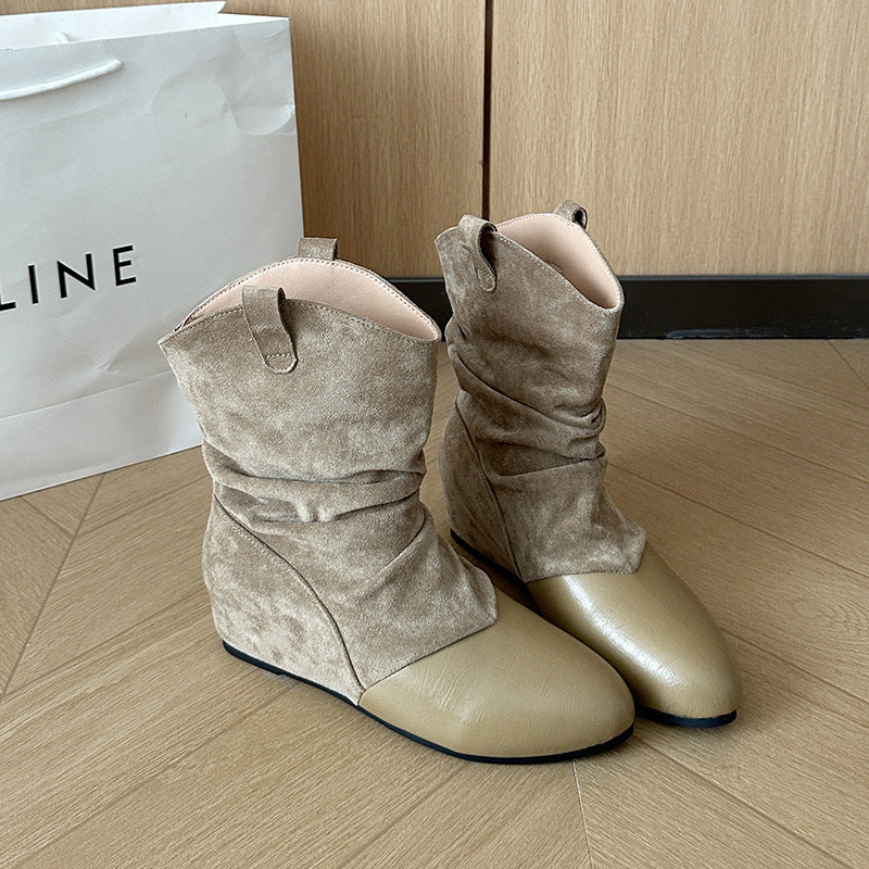 Damen Modische Stiefeletten mit schickem Falten-Design Drune