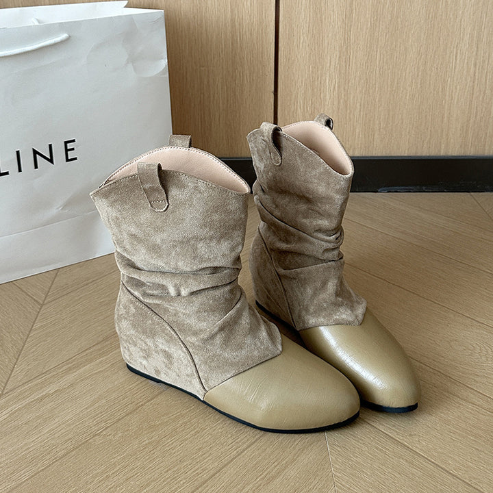 Damen Modische Stiefeletten mit schickem Falten-Design Drune