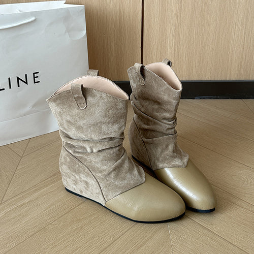 Damen Modische Stiefeletten mit schickem Falten-Design Drune